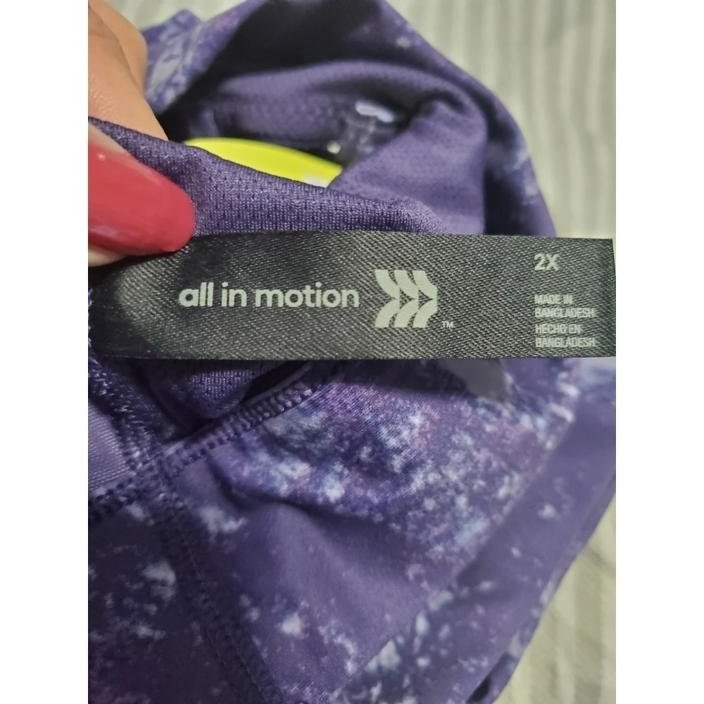 All in Motion Purple Tie Dye Print Longline Bra